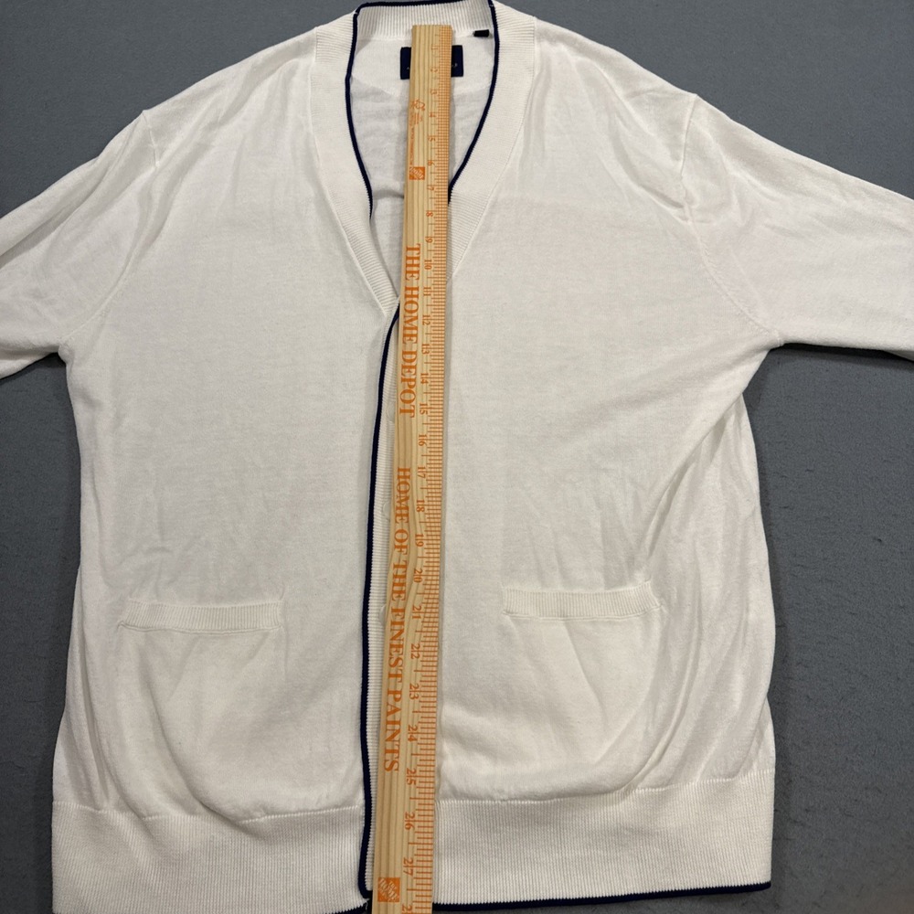 SWEATER CARDIGAN MENS LARGE ARGYLECULTURE Argyle WHITE BUTTON NAVY TRIM - Picture 4 of 9